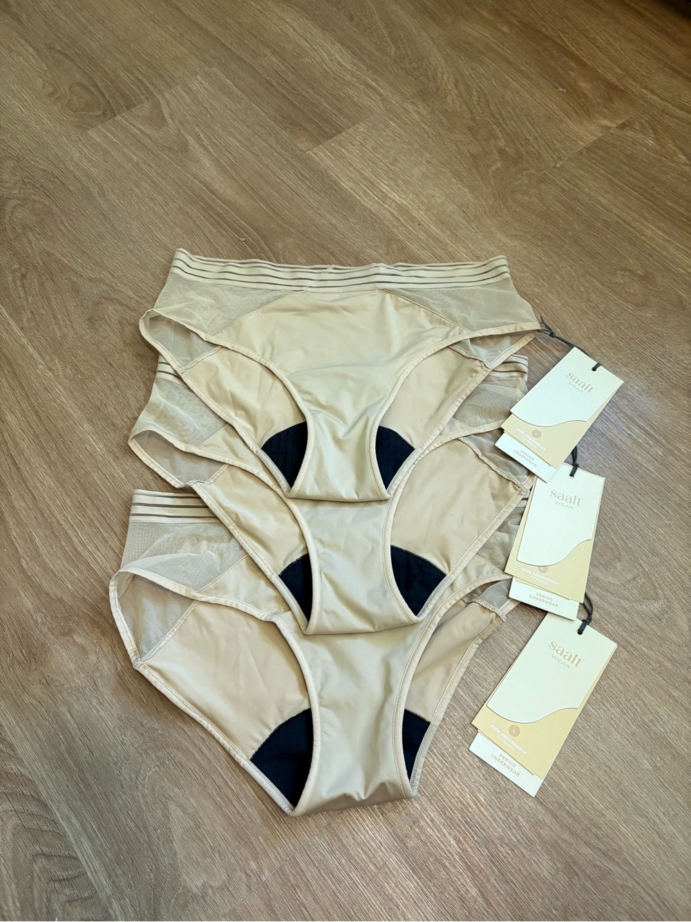 NWT Saalt Beige Hipster Period Underwear - Set of 3